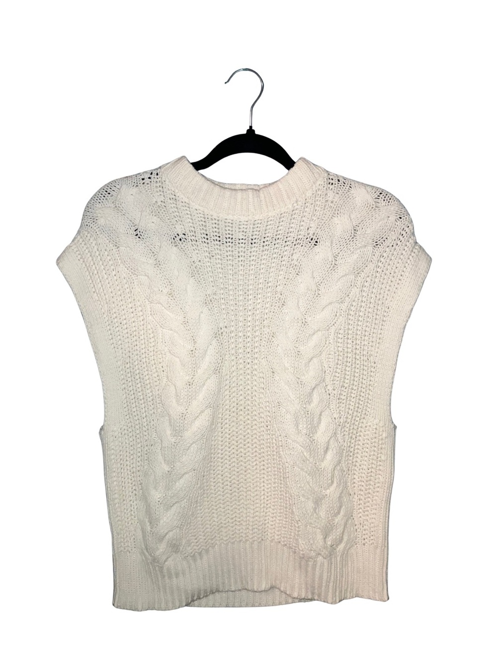a new day Cream Cable Knit Sleeveless V-Neck Sweater Vest